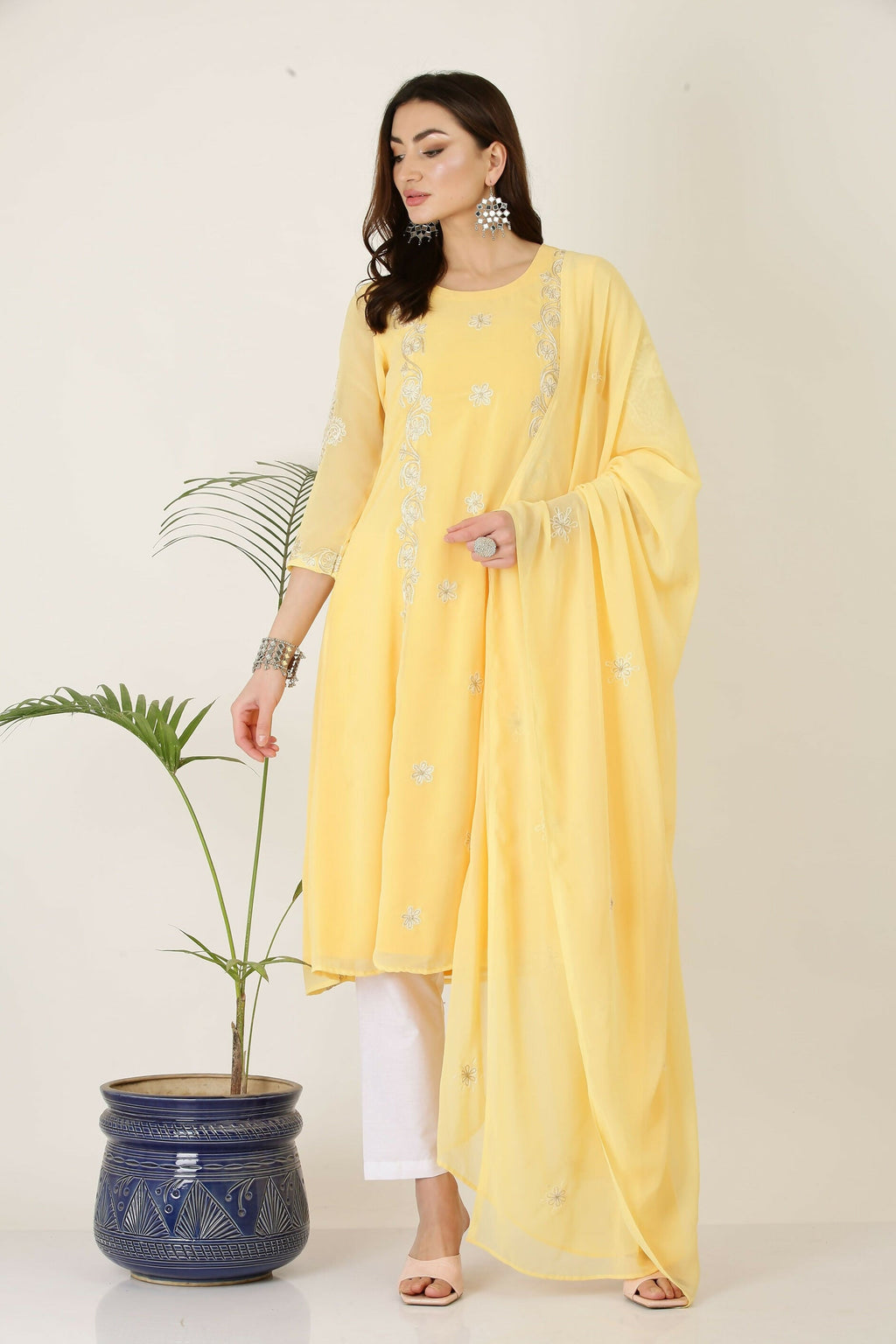 Joban Fashion Yellow Georgette Kurta Set
