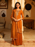 Juniper Women's The Swarn Mustard Ethnic Motif Printed Rayon Kurta Pant And Dupatta With Zari Work & Sequins