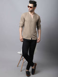 Even Apparels Beige Pure Cotton Round Neck Slit Men's Kurta