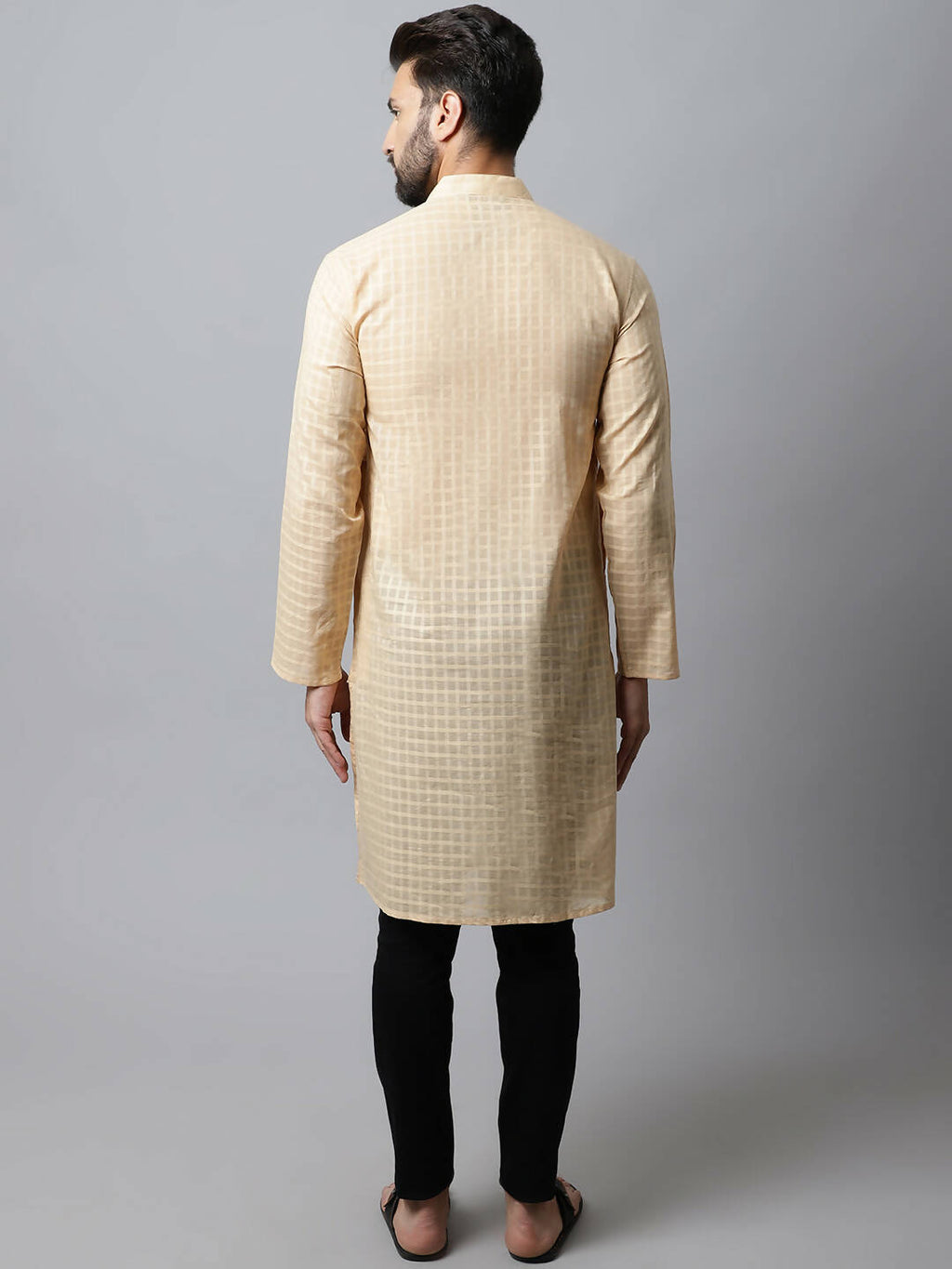 Even Apparels Beige Color Pure Cotton Men's Kurta With Side Placket (CHK1200)