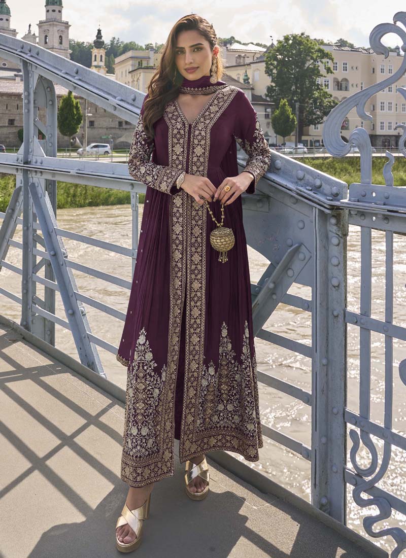 Vegaa Fashion Fashion Wine Embroidered Pakistani Designer salwar suit