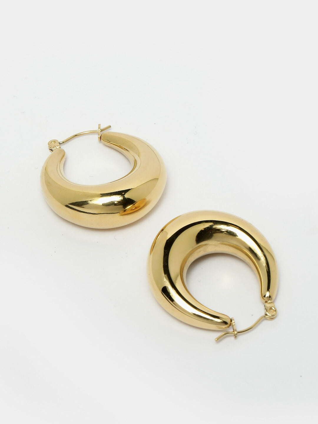 NVR Gold-Polished Contemporary Hoop Earrings