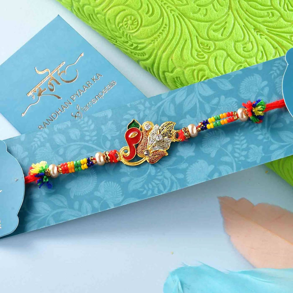 Lord Gajmukh Floral Rakhi & Mewa Bites Combo