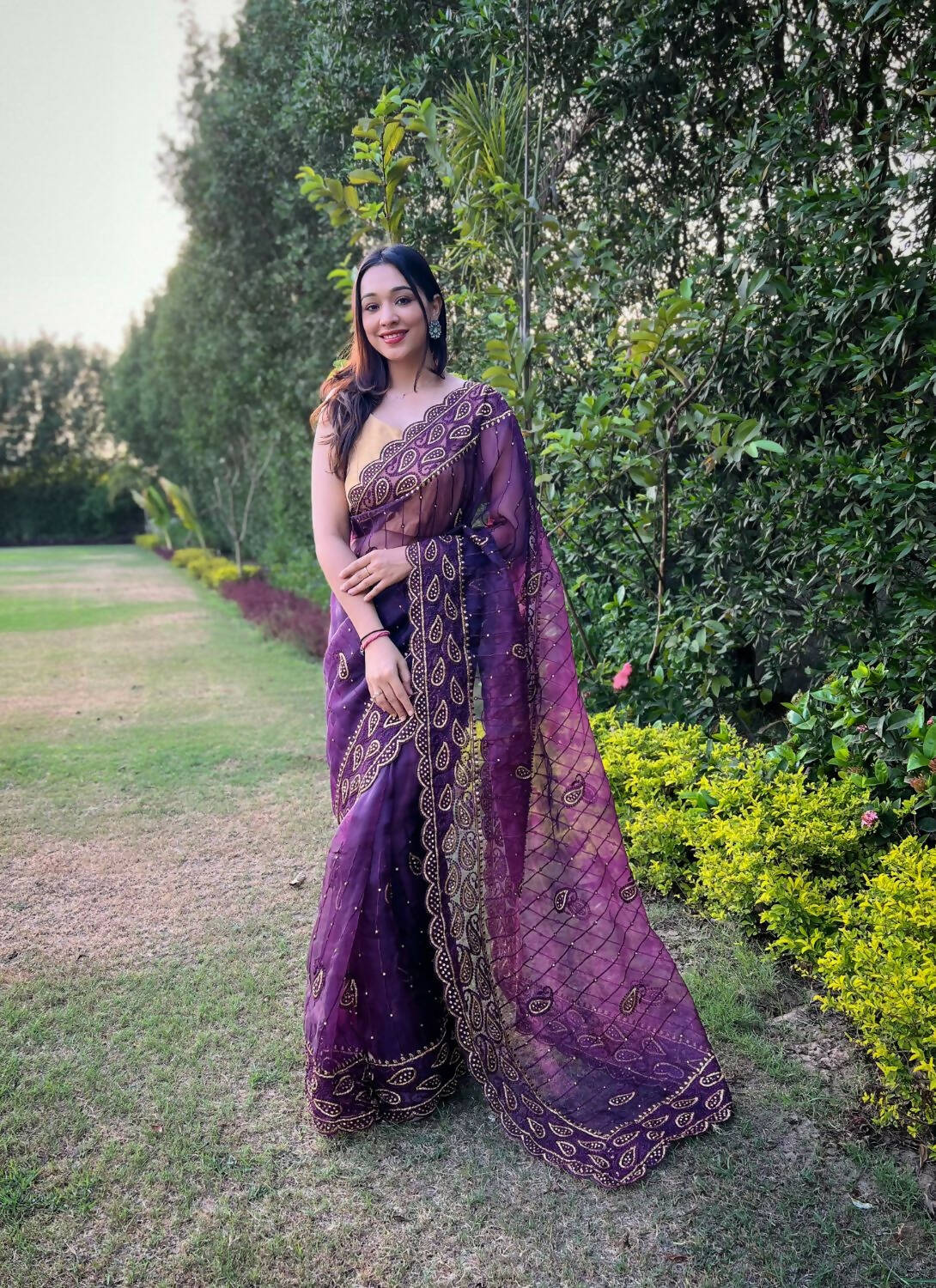 Vamsee Lavender Organza Saree