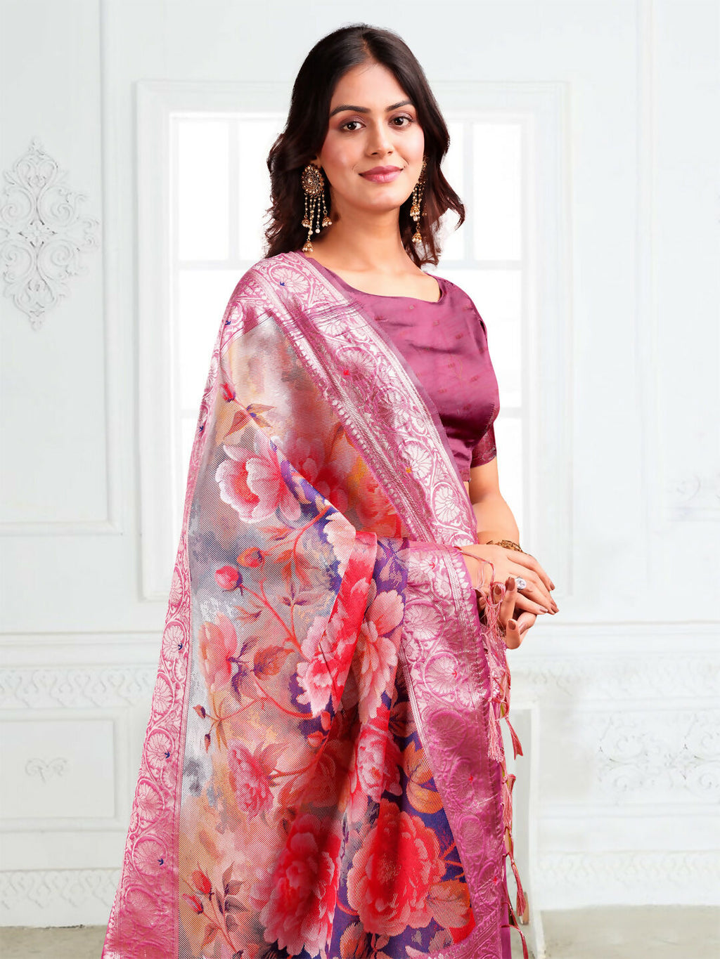 Shree Shyam Fashion Linen Cotton Pink Saree