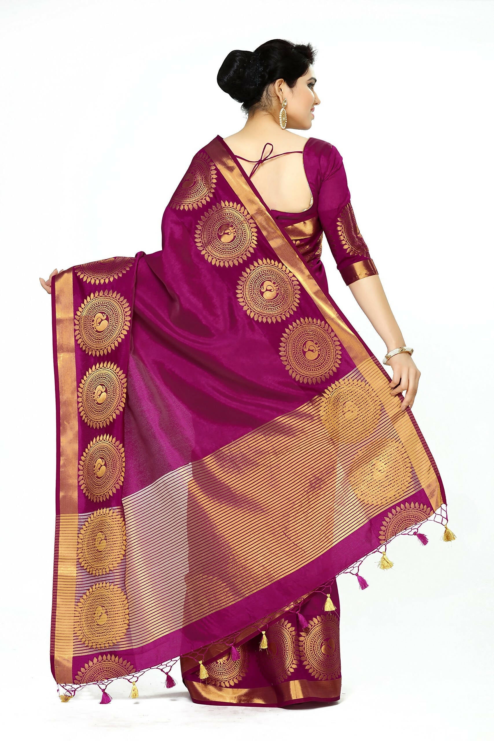 Mimosa Women's Purple Tussar Silk Banarasi Saree