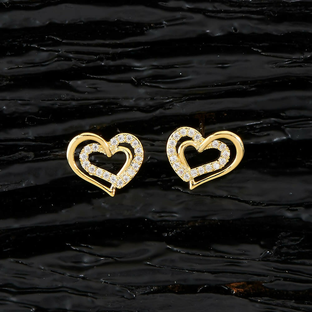 Joban Fashion Women Brass Golden White Ad Earrings