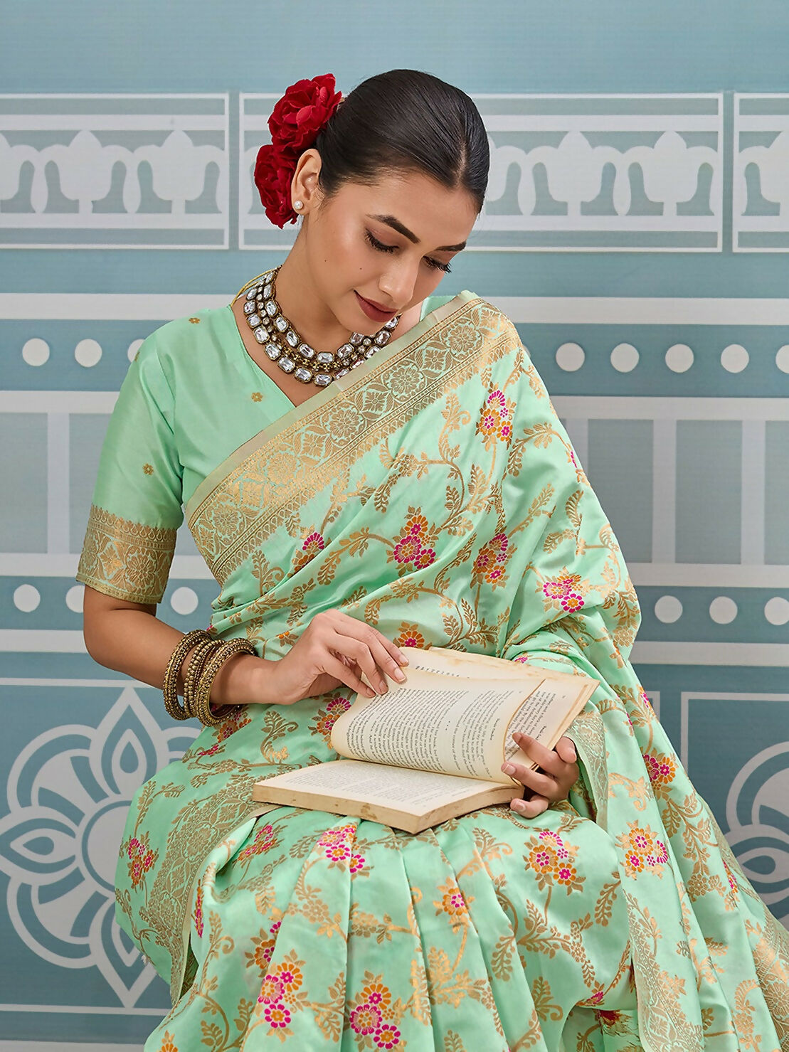 Shree Shyam Fashion Pista Silk Saree