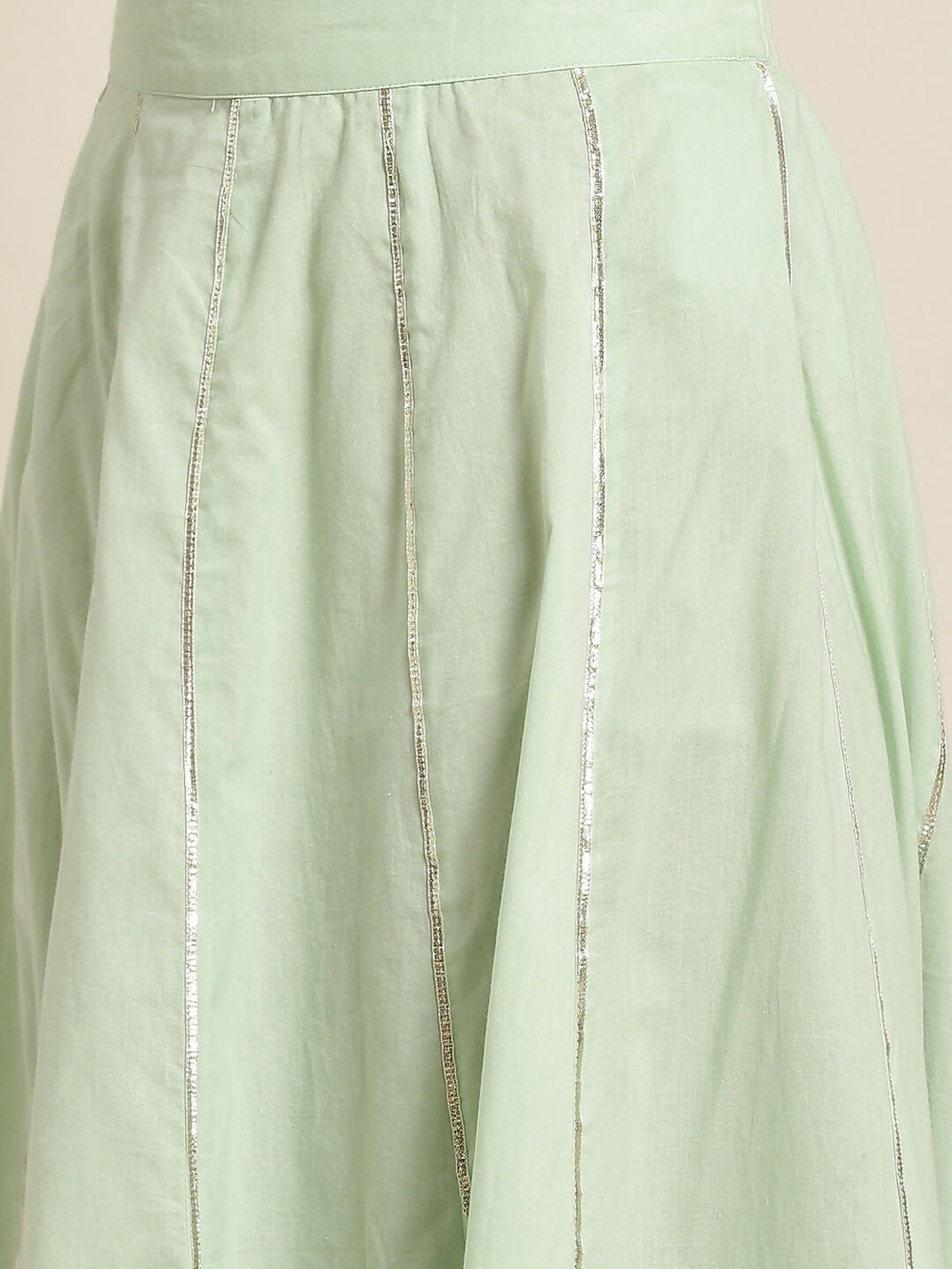 Juniper Pista Green Thread Embroidered Kurta Palazzo & Cotton Dupatta Set