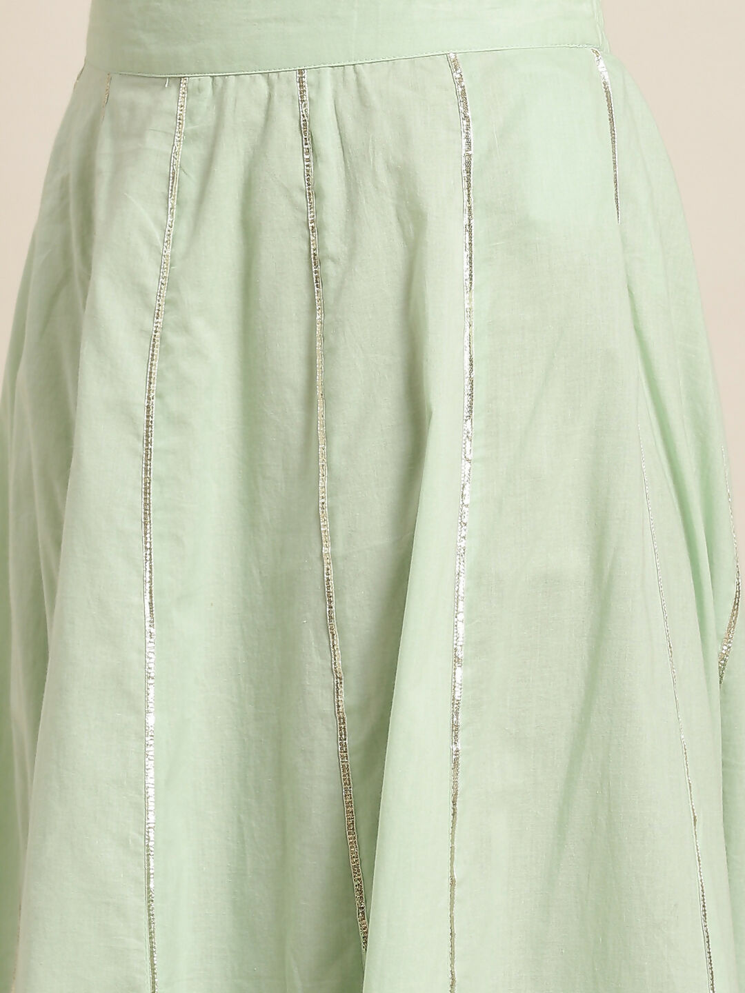 Juniper Pista Green Thread Embroidered Kurta Palazzo & Cotton Dupatta Set