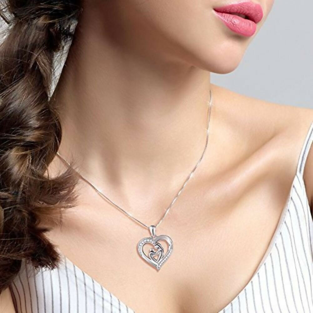 Cauer Elegant 14K White Gold Plated Moissanite Pendant Necklace