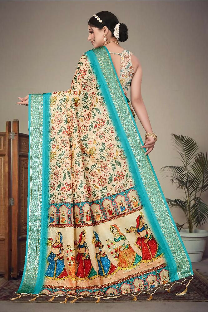 PR Fashion Multi Heavy Rich Cotton Silk Digital Print & Jacquard Saree