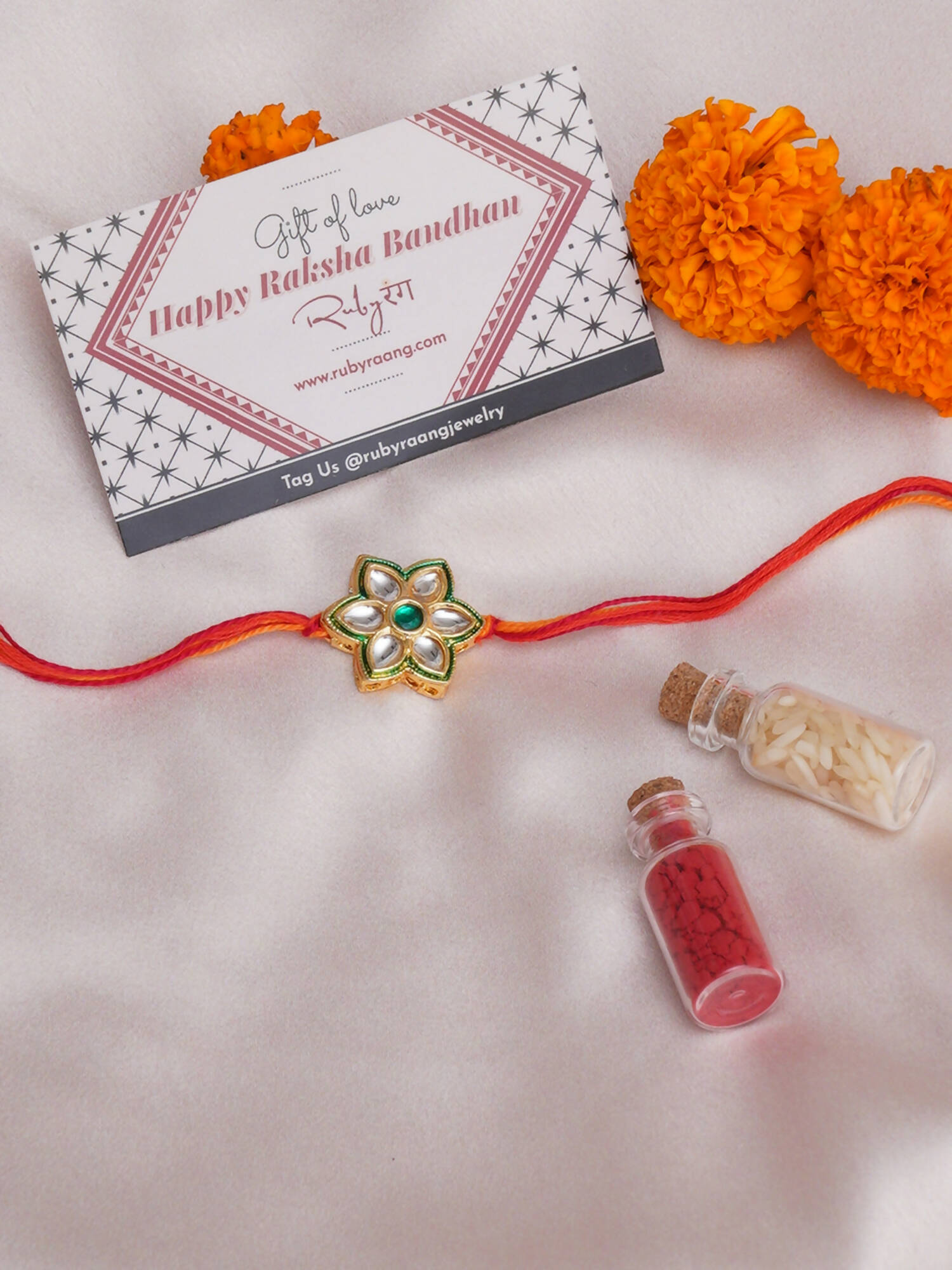 Designer kundan Rakhi - Ruby Raang