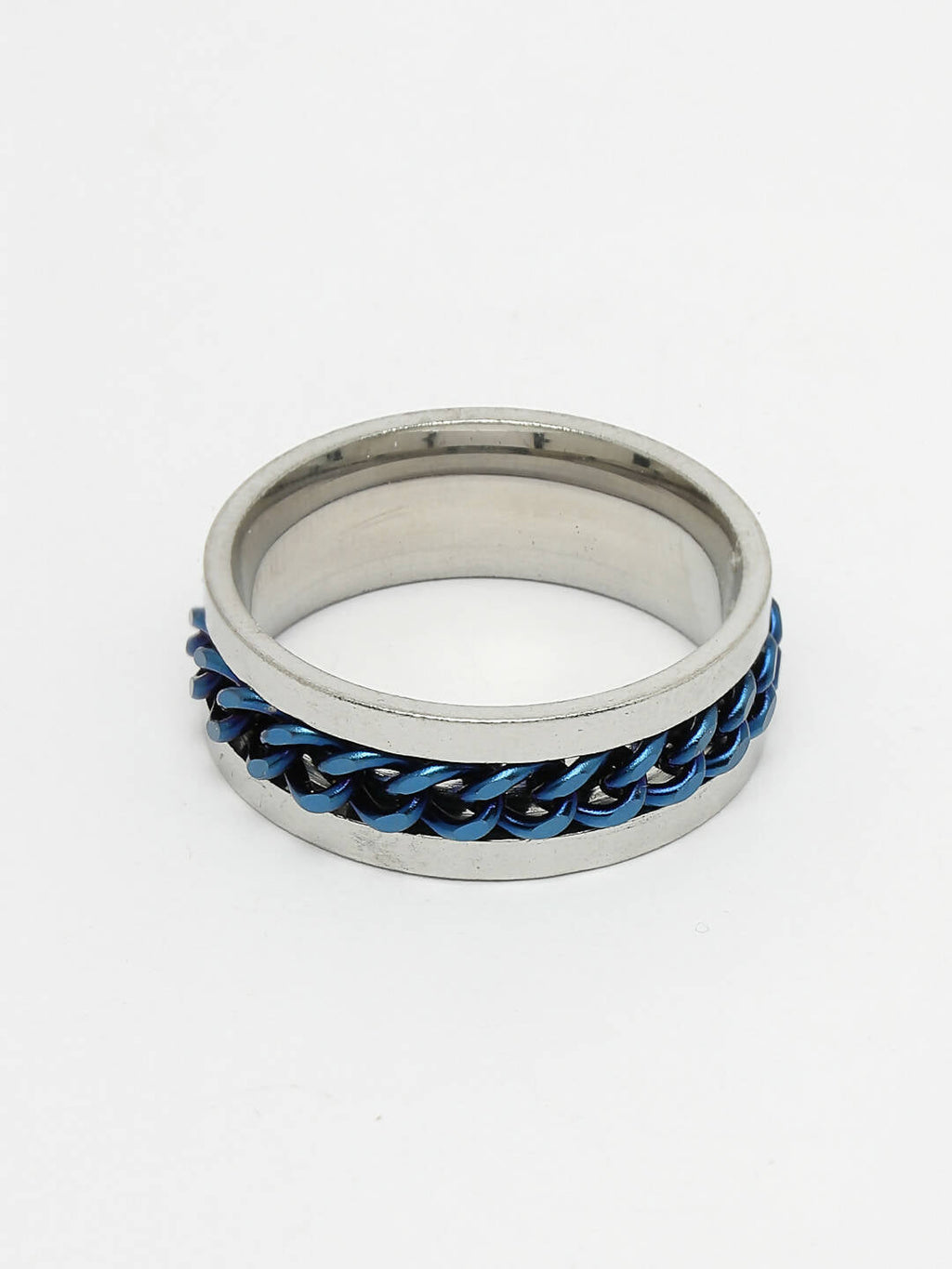 NVR Men's Rhodium Plated Stainless Steel Finger Ring