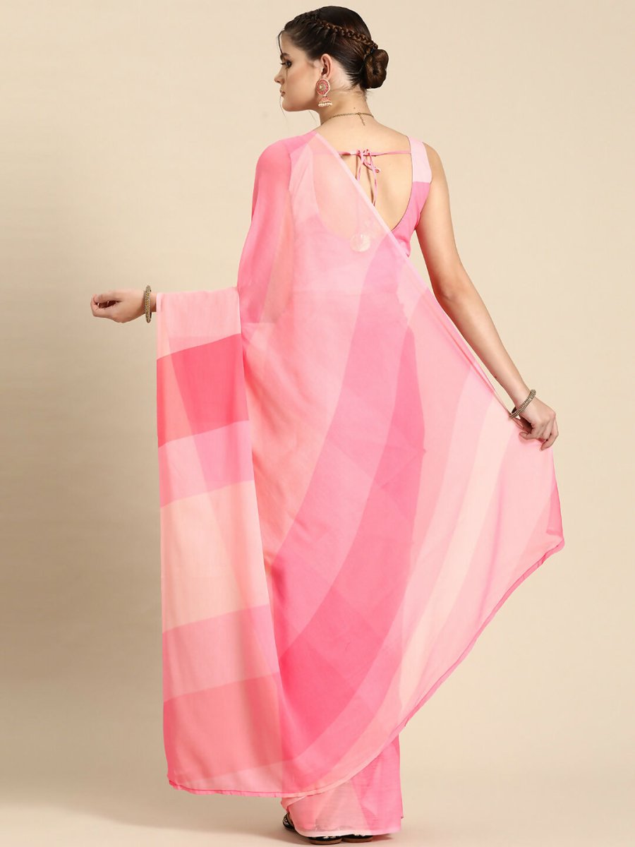 Ahalyaa Women's Traditional Semi Stitch Saree - Pink