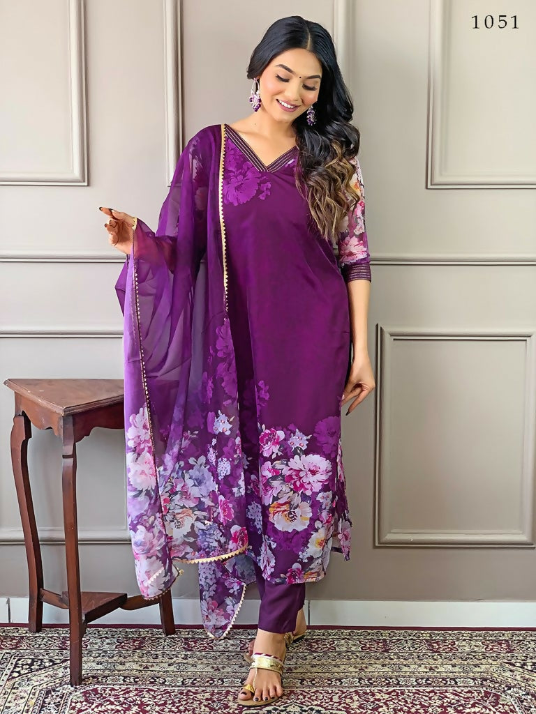 Partywear Designer Tebby Wine Stitched Suit With Dupatta - Tanisha