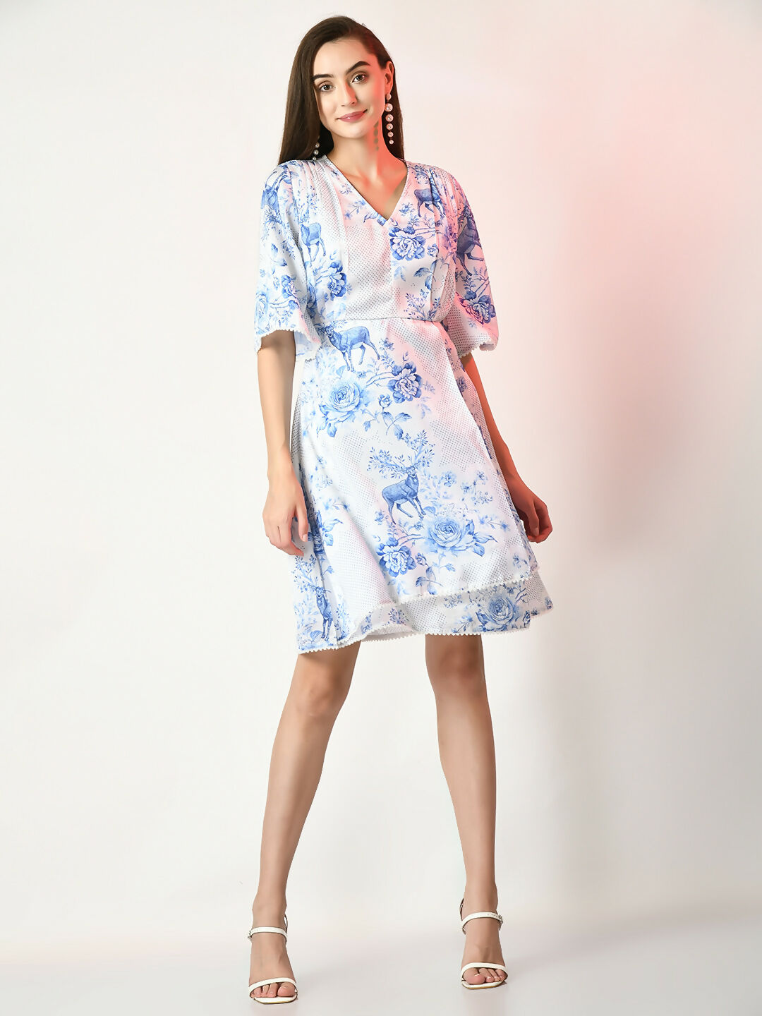 Myshka Women's White Printed Dress