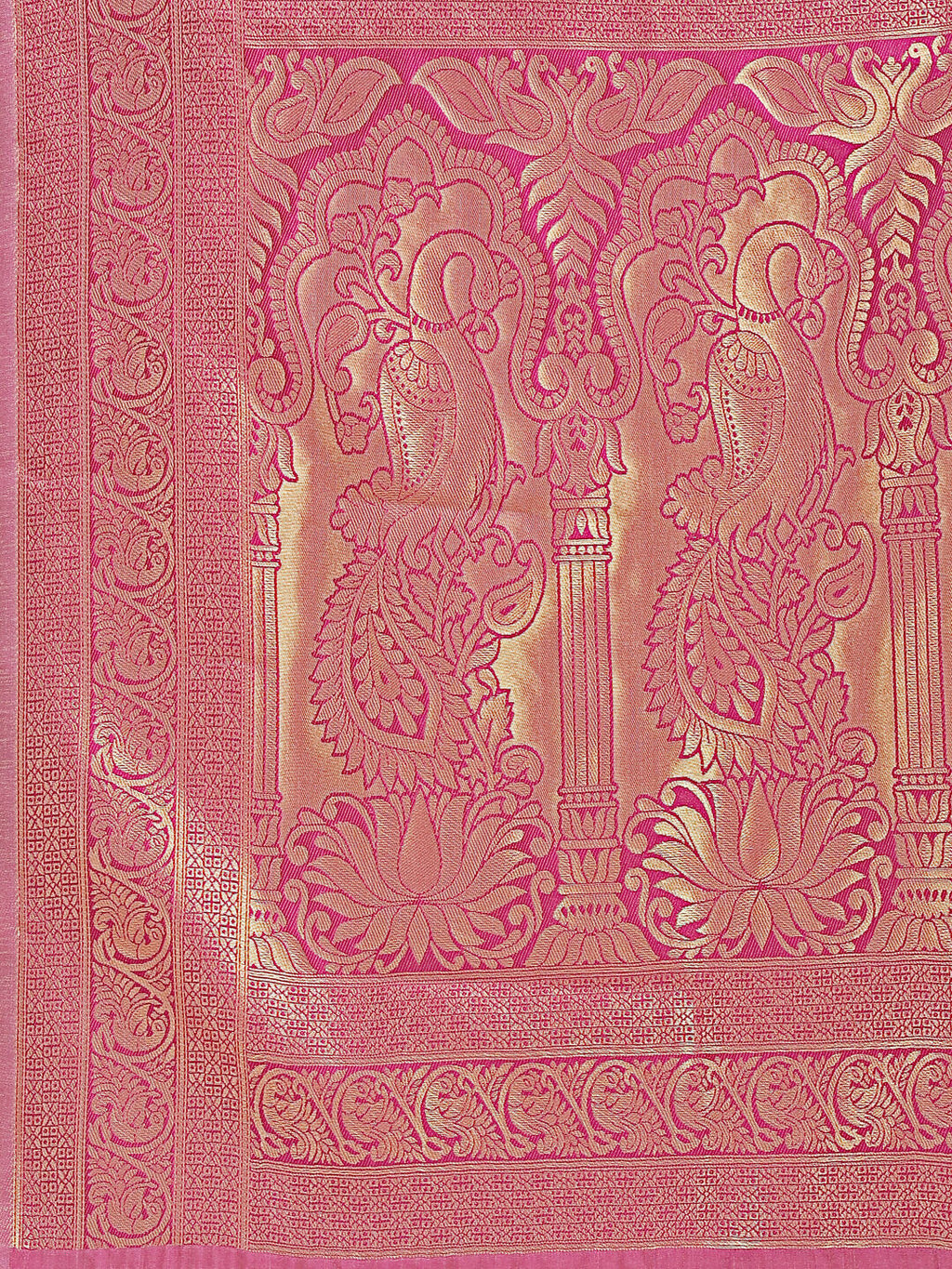Shree Shyam Fashion Banarasi Silk Cream & Magenta Saree