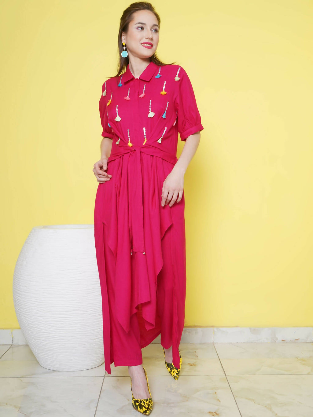 Women Republic Pink Rayon Indoester Set