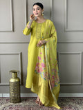 Lemon Viscose chanderi Stitched Suit With Dupatta - Tanisha