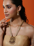 Gold-Polished Pink White Stones-Studded Beaded Jewellery Set - Ruby Raang