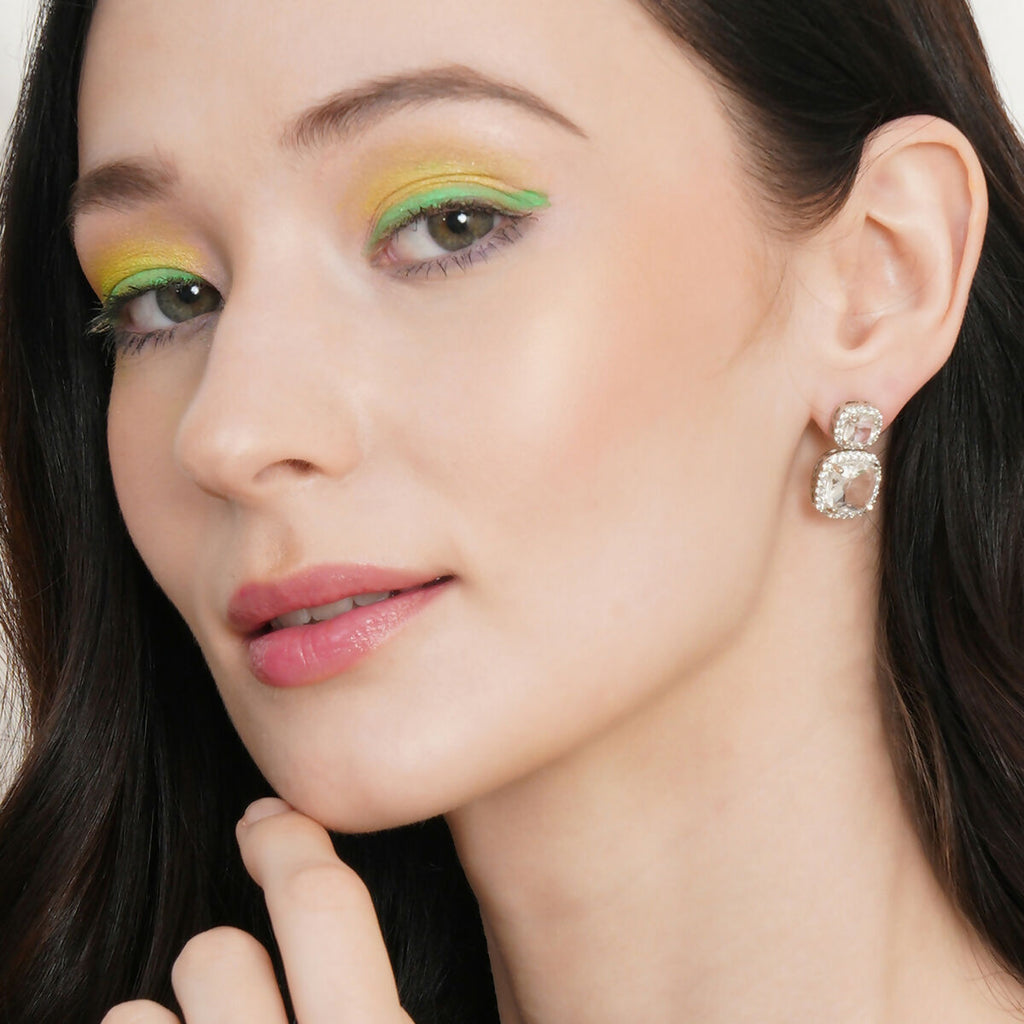 Diamond Duet Studs- Ruby Raang