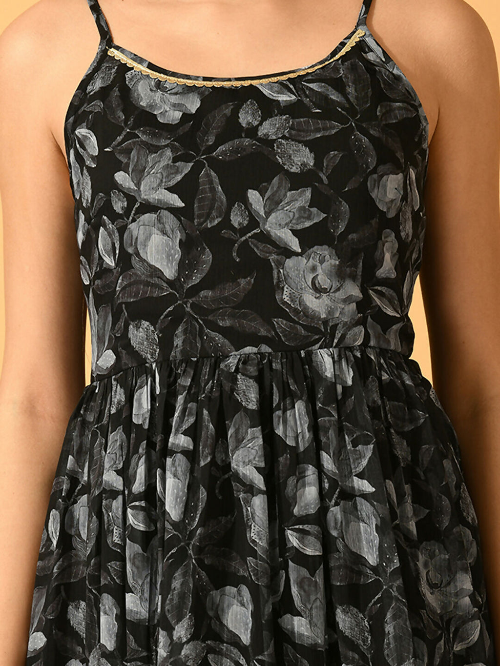 Myshka Women's Black Fit and Flare Party Dress