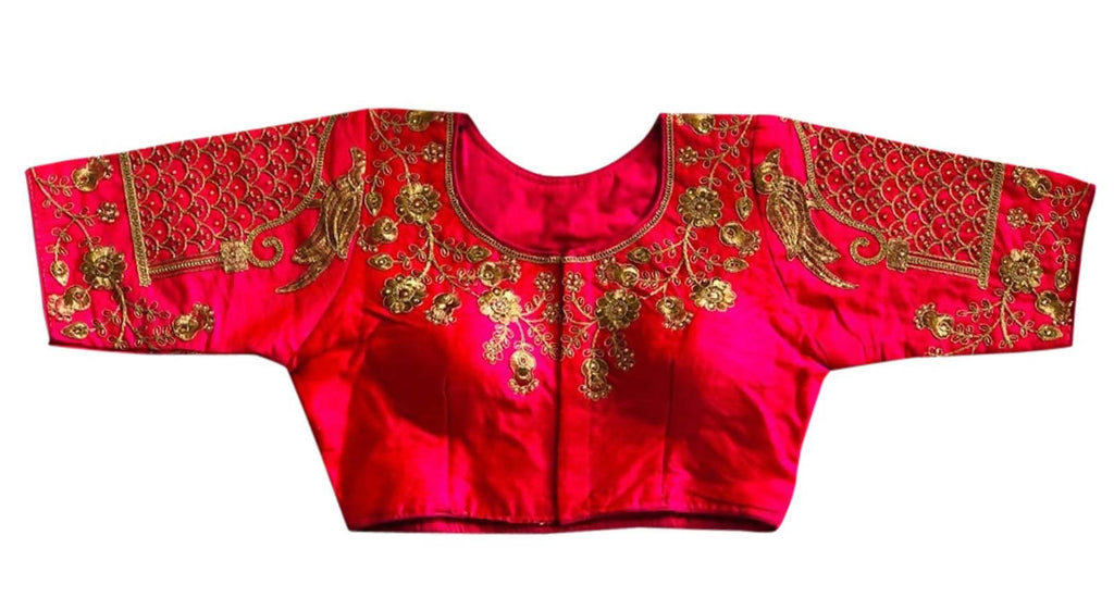 Vamika Beautiful Pink Banglori Silk Embroidery Blouse