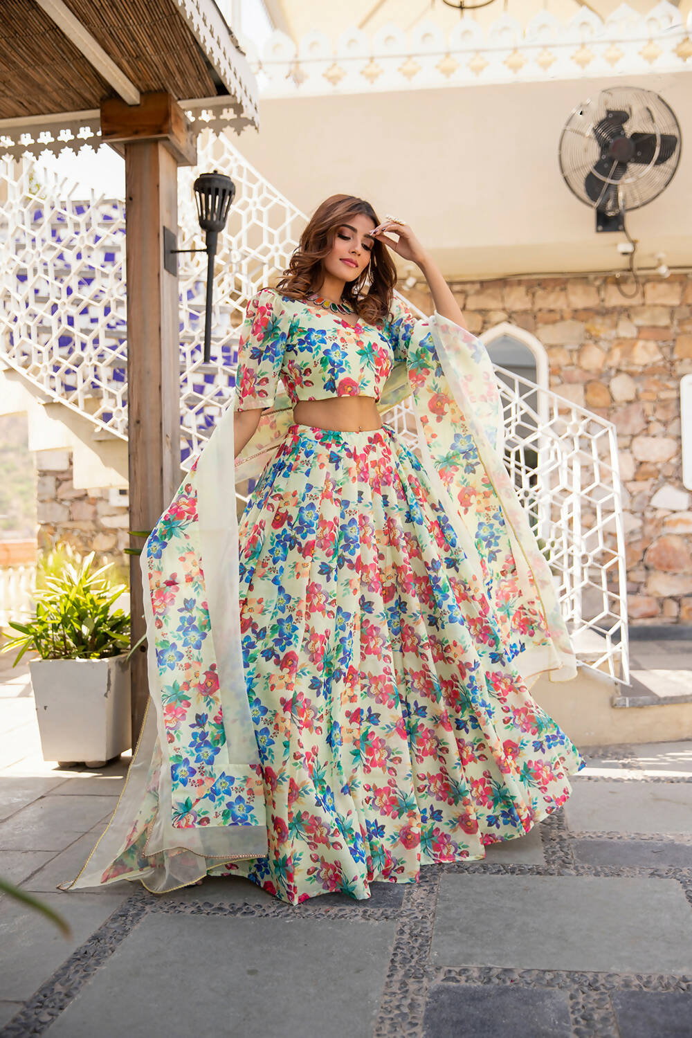 Wedding Designer Multi Chanderi Designer Lehenga - Anbazaar