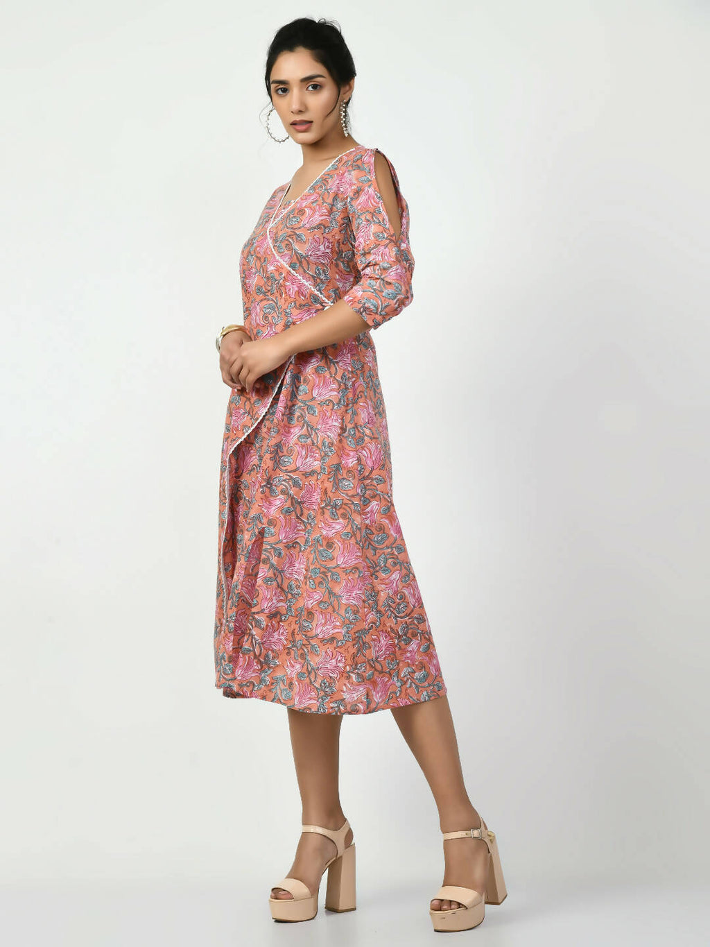 Myshka Women's Multi Floral Printed A-Line Dress