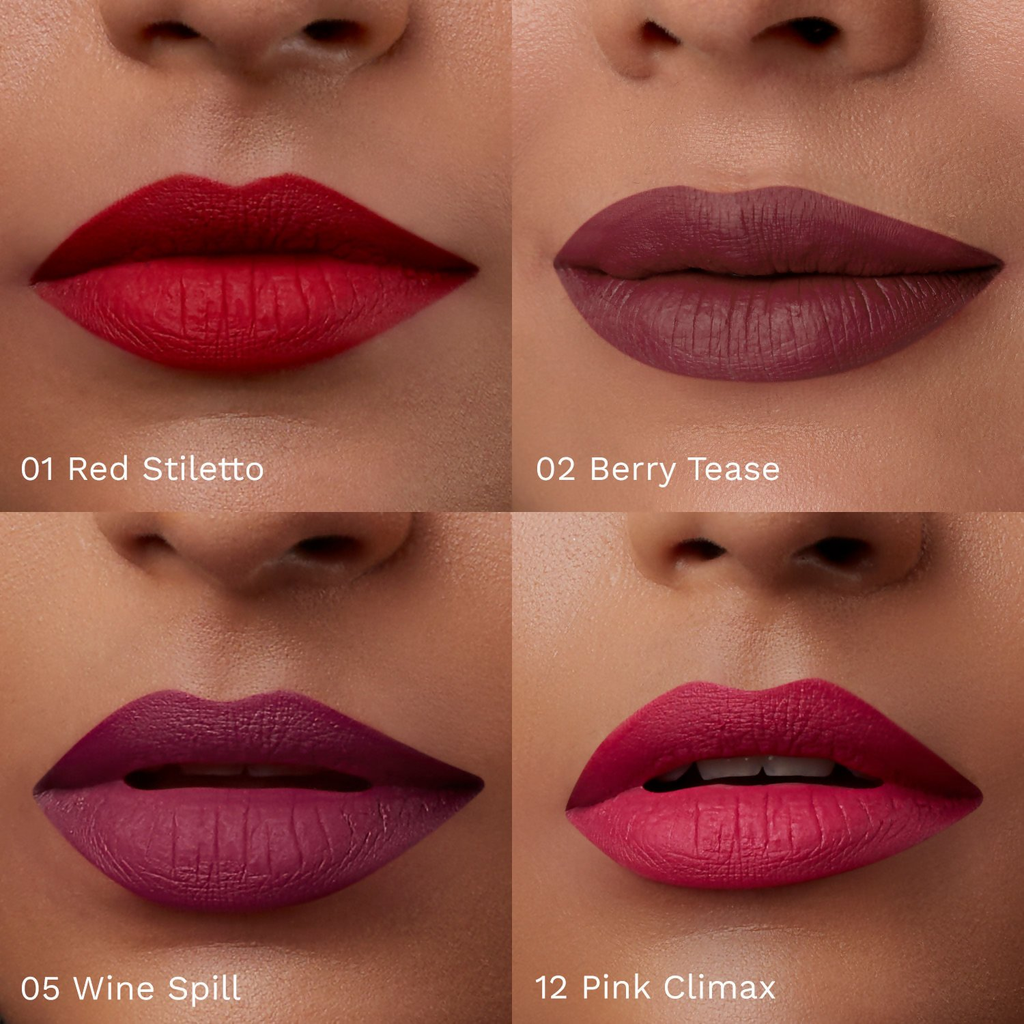 Pilgrim Matte Mini Liquid Lipstick 4 In 1 Pack Smudgeproof, Hydrating & Lightweight - Bold Mistress