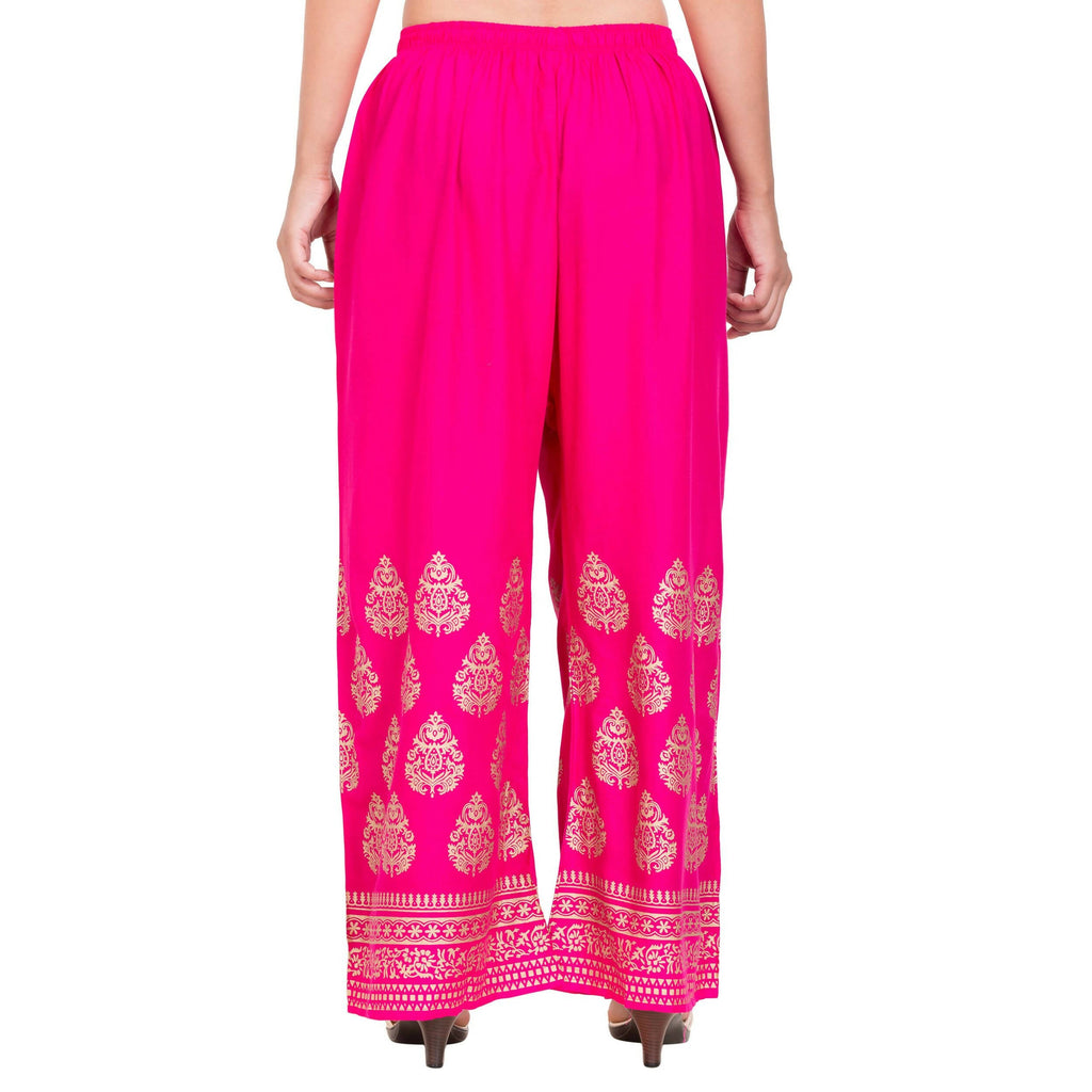 PAVONINE Rani Color Golden Printed Rayon Fabric Sharara For Women & Girls