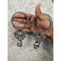 MS Fashion India Silver Color With Multicolor Pearls Latkan Jhumki Bangles