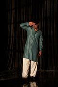 Blue viscose Chikankari Embroidery Work Men's Traditional Kurta Set - Mahotsav