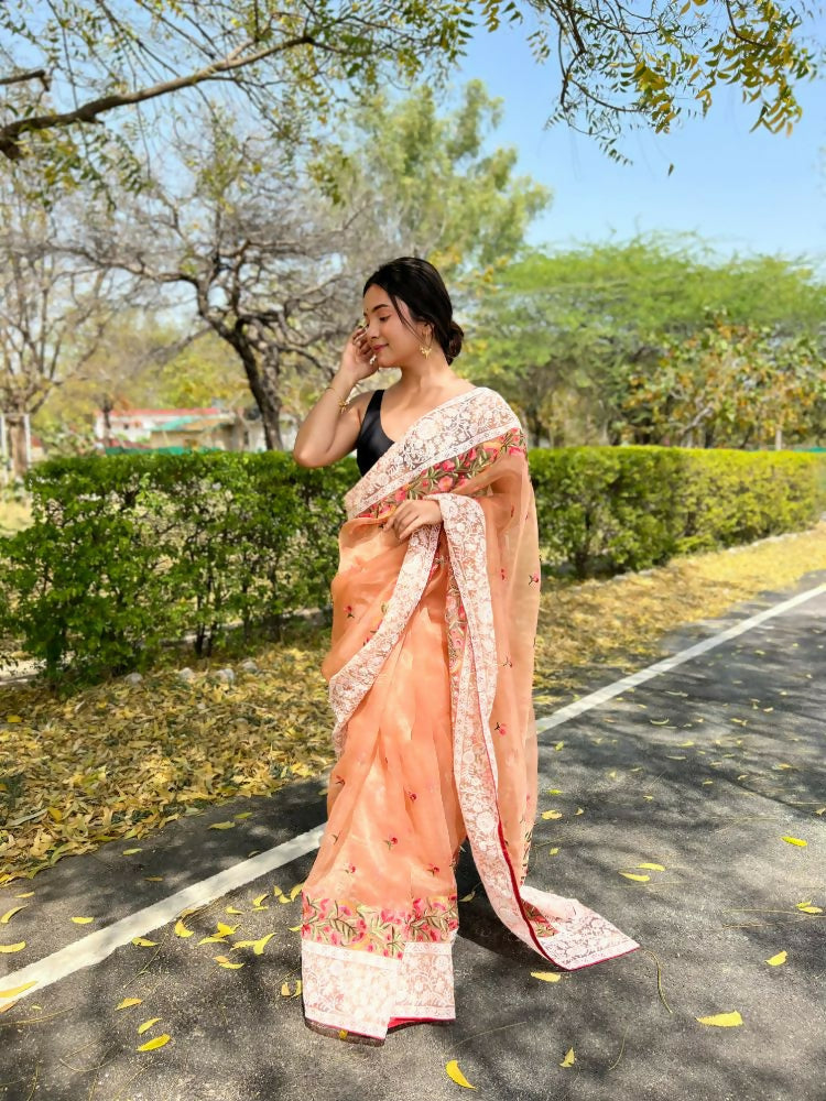 Vamsee Riddhi-Siddhi -1 Orange Organza Saree