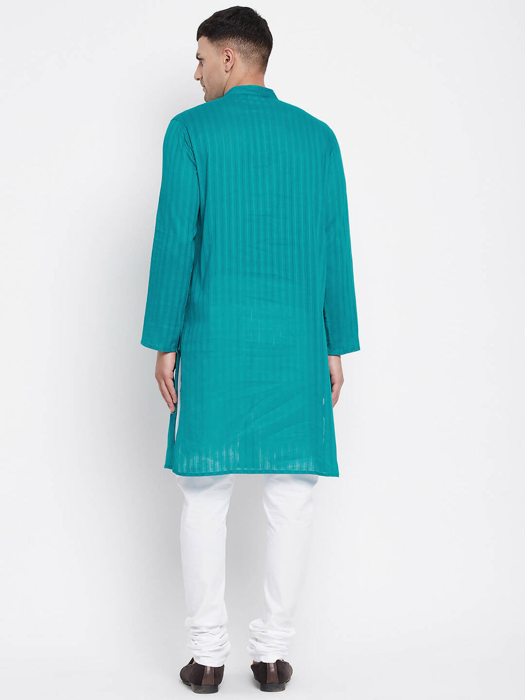 Even Apparels Green Pure Cotton Men's Kurta With Band Collar