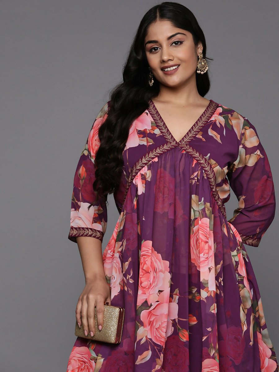 Ahalyaa Women's Traditional Wear Co-ords - Purple