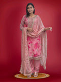 Prazu Fashion Peach Organza Embroidery Coding Sequin Salwar Suit