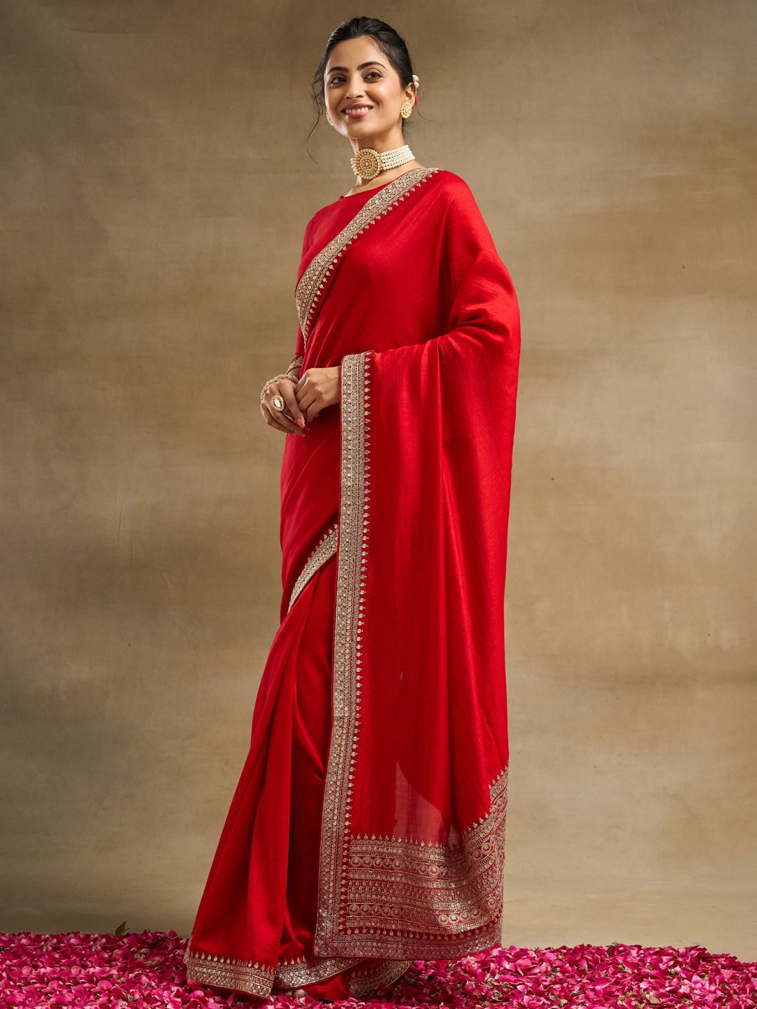 kasee Solid Embroidered Pure Silk Saree