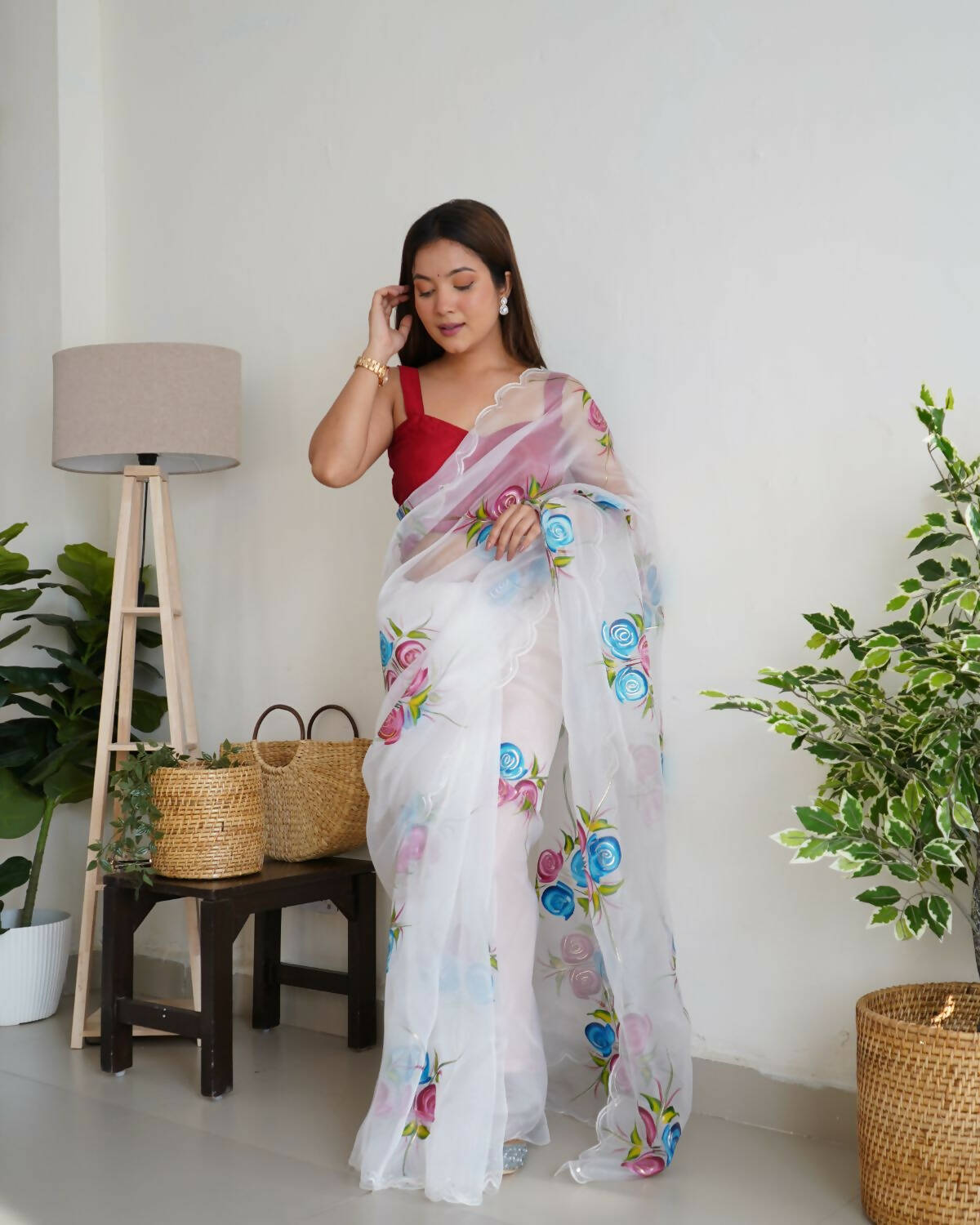 Vamsee White Organza Saree