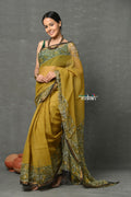 Very Much Indian Pure Kota Cotton Handblock Printed - Olive Yellow