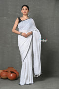 Very Much Indian Tyohaar - Mul Cotton Khadi Design Handloom Woven Saree - White