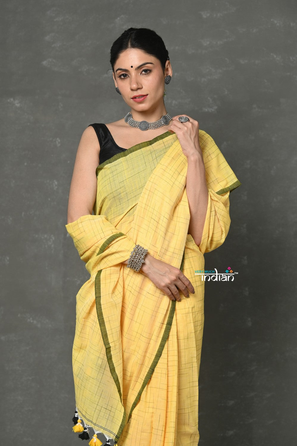 Very Much Indian Tyohaar - Mul Cotton Khadi Design Handloom Woven Saree - Yellow