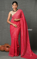 Very Much Indian Tyohaar - Mul Cotton Zari Design Handloom Woven Saree - Rani Pink