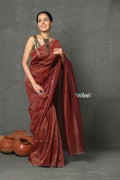 Very Much Indian Mul Cotton Zari Design Handloom Woven Saree - Maroon