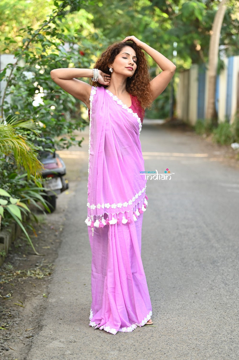 Very Much Indian Taapsee - Designer! Pure Mul Cotton Saree with Sleek Border - Blush Pink