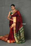 Very Much Indian Tyohaar - Handloom Pure Chanderi Cotton Silk Saree With Golden Border - Maroon