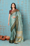 Very Much Indian Tyohaar - Cotton Saree With Ganga Jamuna Border - Sea Green
