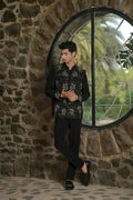 Black Bandhgala With Embroidery – Zardosi Work (Deer) by Hilo Design