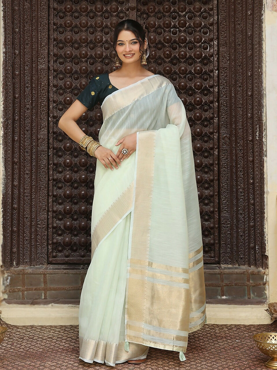 Shree Shyam Fashion Light Green Cotton Saree